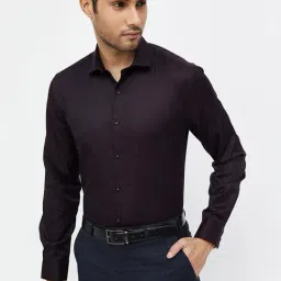 Code by Lifestyle Wine Slim Fit Self Design Shirt-image-26