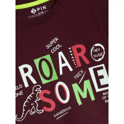 3PIN Boys Maroon Cotton Regular Fit Printed Sweatshirt image 2