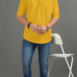 Edin Men Solid Cotton Kurtas image 4