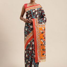 Saree mall Navy Blue Art Silk Printed Sambalpuri Saree-picture-13