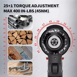 Voltz Cordless Electric Tool Kit 21V Drill Driver with 2pcs Battrey & Carry Case with 23 Piece DIY Accessory Kit image 5