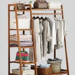 Naayaab Craft Beige Bamboo Super Strong Clothes Rack Stand Multi-Utility Organiser-image-8