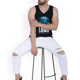 SLOWLORIS Pack Of 2 Printed Combed Cotton Gym Vests VSL26 CMB(CHS MAROON)(LOUD BLACK) image 3