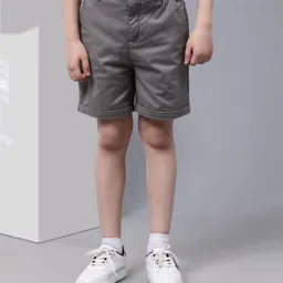 One Friday Cotton Solid Shorts - Grey-image-74