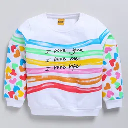 Kidcity Cotton Looper Full Sleeves I Love You Text Printed Sweatshirt - White-image-29