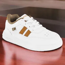 Lil Lollipop Colour Blocked Perforated Lace Up Shoes - White & Brown-picture-14