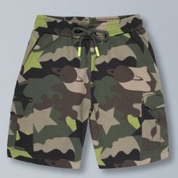 Plum Tree Pure Cotton Camoflague Printed Shorts - Olive Green-picture-16