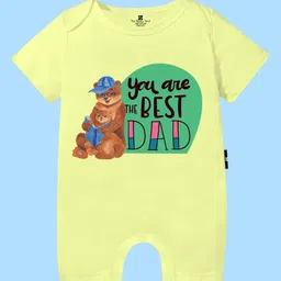 The Peppy Tend 100% Cotton Fathers Day Theme Half Sleeves You Are The Best Dad Text Printed Romper - Yellow-picture-26