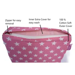 Get It 100% Cotton Multi Use  Wedge Pregnancy Star Print Pillow  Removable Cover wIth Zip - Pink Star image 2