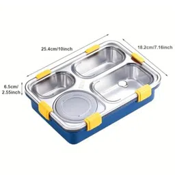 PLUSPOINT Bento Lunch Box Insulated Air Tight Lunch Box and Portable Utensils, Stainless Steel Lunch Containers, Leak Proof Bento Box (4 Compartment-Blue) image 3
