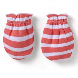 Babyhug 100% Cotton Mittens With Vehicles Text Print & Stripes Pack of 3 - Light Blue Red & Yellow image 3