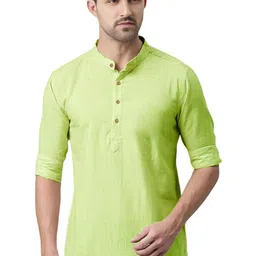 Navkanj Band Collar Roll-Up Sleeves Straight Short Kurta-picture-27