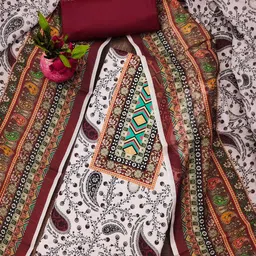 HERE&NOW Embellished Unstitched Dress Material image 5