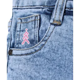 Pine Kids Denim Woven Full Length Washed Jeans With Cartoon Print - Blue image 4