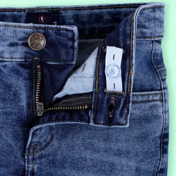 Kiddopanti Denim Woven Mild Washed Shorts - Medium Blue image 5