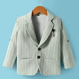 Dapper Dudes Full Sleeves Textured Blazer With Typography Printed Tee Set - Green image 4