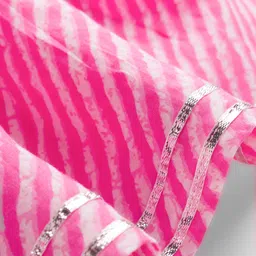 Babyhug Cambric Woven Three Fourth Sleeves Printed Ethnic Dress - Pink image 4