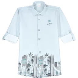 CAVIO Cotton Woven Full Sleeves Floral Printed Shirt - Light Blue image 5