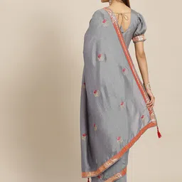 KAVINDI Floral Embroidered Saree image 5