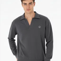 glitchez Polo Collar Applique Detail Pullover-image-0