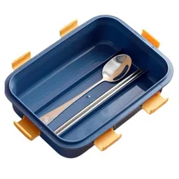 PLUSPOINT Bento Lunch Box Insulated Air Tight Lunch Box and Portable Utensils, Stainless Steel Lunch Containers, Leak Proof Bento Box (4 Compartment-Blue) image 5