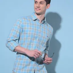 Crimsoune Club Blue  Slim Fit Checks Shirt-image-26