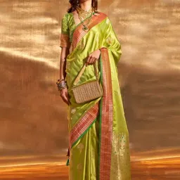 Saree Mall Green Woven Sarees With Unstitched Blouse-image-37