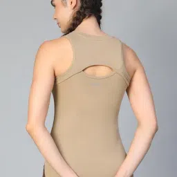 ATHLISIS Khaki Polyester Solid Sports T-Shirt image 2