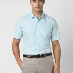 Peter England Blue Cotton Regular Fit Shirts-picture-35