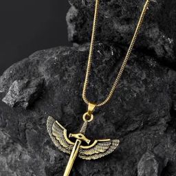 Voylla Gold Statement Guardian Blade Vow Pendant-picture-33