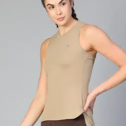 ATHLISIS Khaki Polyester Solid Sports T-Shirt image 4