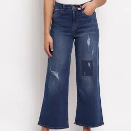 Tales & Stories Blue Distressed Flared Jeans-picture-37