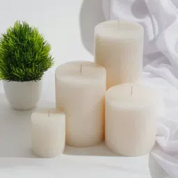 fabindia home Fabindia White Vanilla Pillar Candle 3x6-picture-35