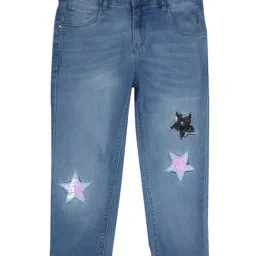 Gini & Jony Kids Blue Patch Work Capris-picture-27