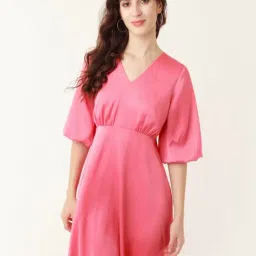 Zink London Pink Fit & Flare Dress-image-73
