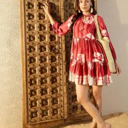 mabish by sonal jain Mabish Maroon Printed A-Line Dress image 4