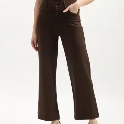 United Colors of Benetton Brown Straight Fit High Rise Trousers-picture-45