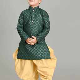 AHLAN APPARELS Boys Embroidered Regular Sequinned Dupion Silk Kurta with Patiala-picture-10