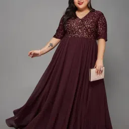 Miss Chase A+ Wine Lace Maxi Dress-image-46