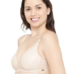 Enamor F023 Perfect Plunge T-Shirt Bra - Padded Wirefree Medium Coverage - Skin image 3