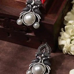 Priyaasi White Pearls Beaded Contemporary Drop Earring-picture-17
