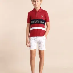 u.s. polo assn. US Polo Kids Boys Red Cotton Color Block Polo T-Shirt image 3