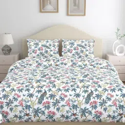 Haus & Kinder Cotton Multicolor Regal Bloom 144 TC Double Flat Bedsheet with 2 Pillow Covers-picture-14