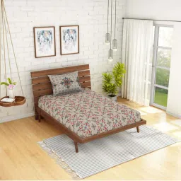 Spaces Atrium Plus Grey Cotton 210 TC Bed Sheet Set image 1