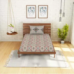 Spaces Atrium Plus Grey Cotton 210 TC Bed Sheet Set image 2