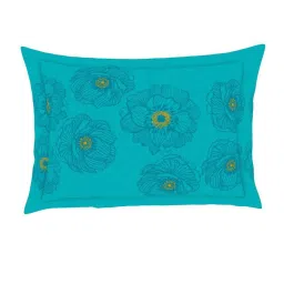 Spaces Atrium Plus Aqua Blue Cotton 210 TC Bed Sheet Set image 5