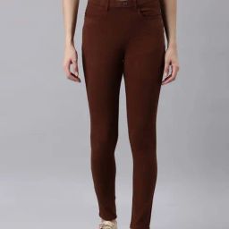 Go Colors! Brown Mid Rise Jeggings-image-17