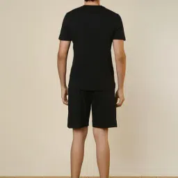 SleepZ by Raymond Black Cotton Printed Regular Fit T-Shirt & Shorts Set image 2