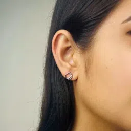 Arte Jewels 925 Sterling Silver CZ-studded Hexagon Shape Stud Earrings for Women & Girls-picture-31