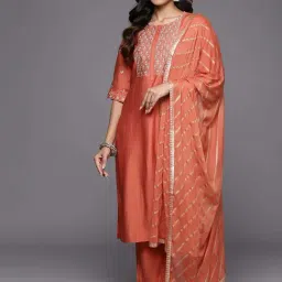 Gerua by Libas Coral Straight Fit Embroidered Kurta Set-picture-12